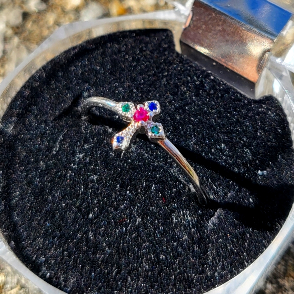dainty cross ring